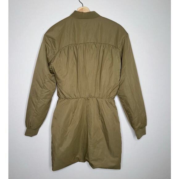Zara NWT Bomber Mini Dress Synched Waist Olive Green Size Small - Picture 7 of 7